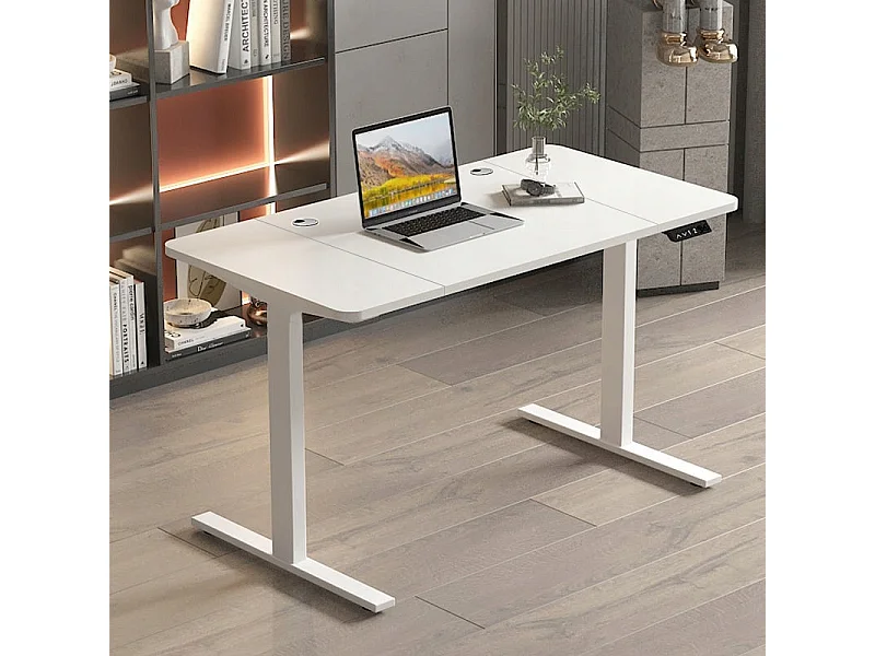 Biurko Elektryczne Podnoszone Białe 120 cm Regulowane Wysokości 72-118 cm