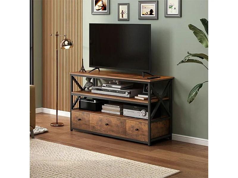 Szafka rtv pod telewizor loft komoda do salonu z półkami szufladami 110 cm