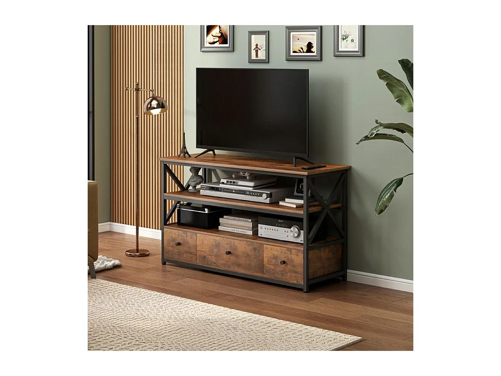 TV-Schrank Loft Kommode für Wohnzimmer mit Regalen Schubladen 110 cm