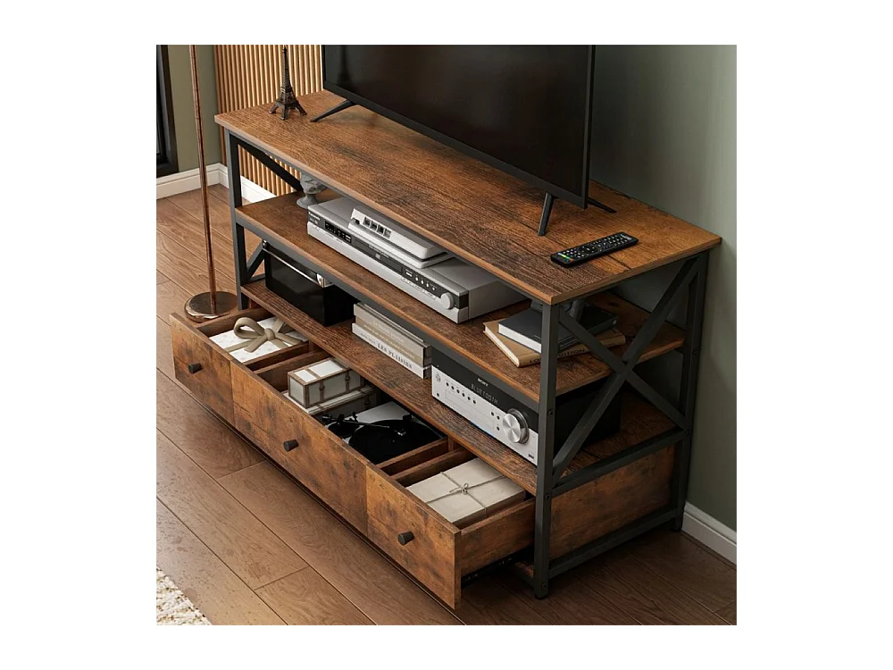 TV-Schrank Loft Kommode für Wohnzimmer mit Regalen Schubladen 110 cm