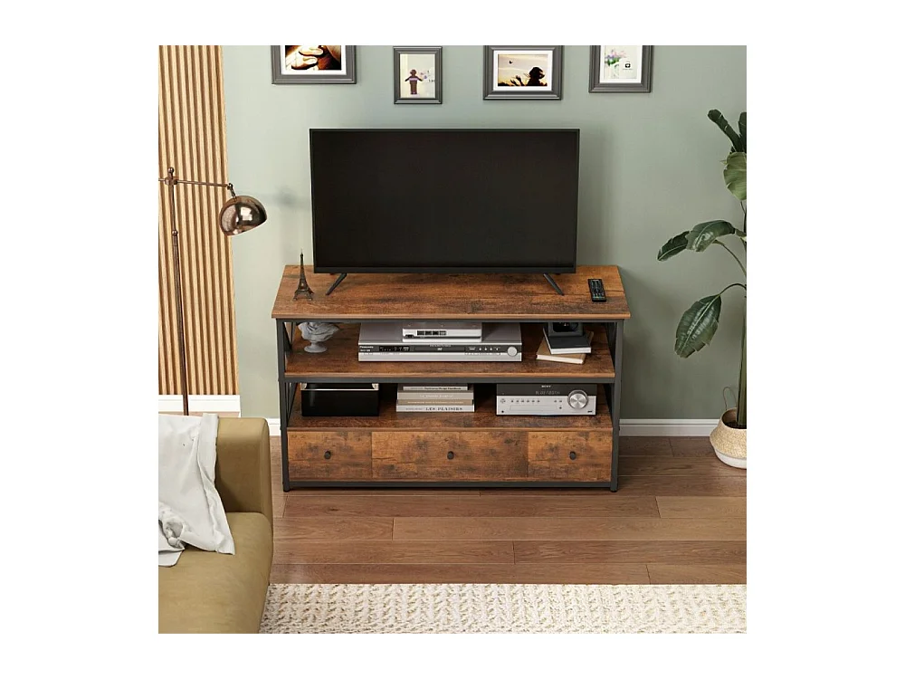 TV-Schrank Loft Kommode für Wohnzimmer mit Regalen Schubladen 110 cm