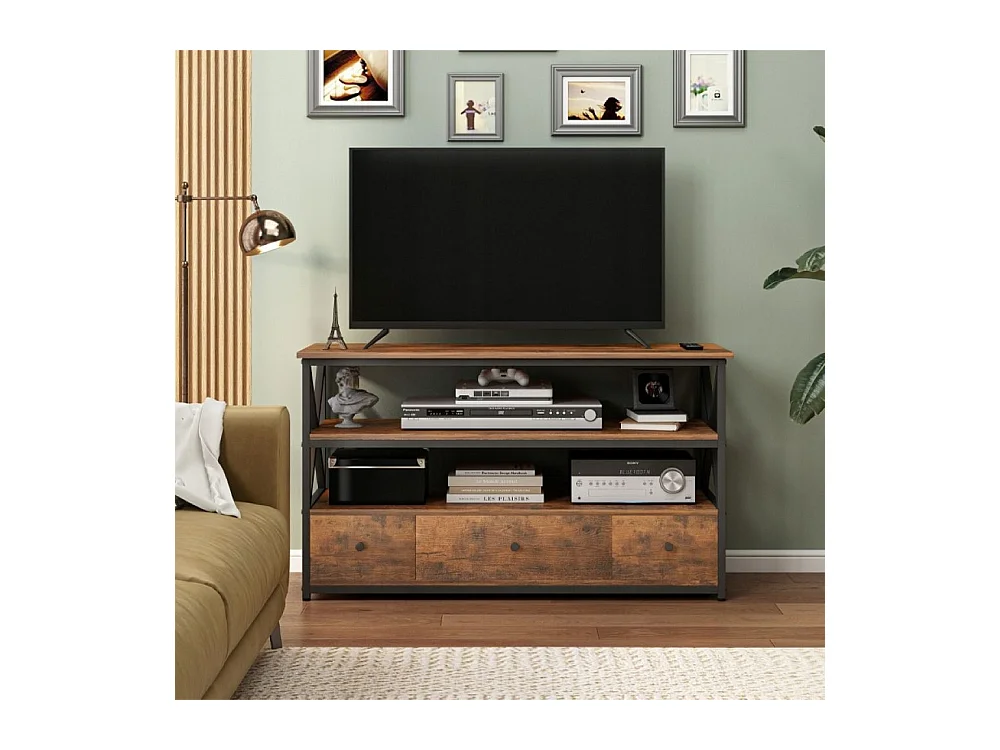 TV-Schrank Loft Kommode für Wohnzimmer mit Regalen Schubladen 110 cm