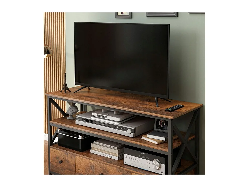 TV-Schrank Loft Kommode für Wohnzimmer mit Regalen Schubladen 110 cm