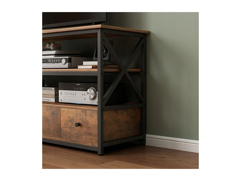 TV-Schrank Loft Kommode für Wohnzimmer mit Regalen Schubladen 110 cm