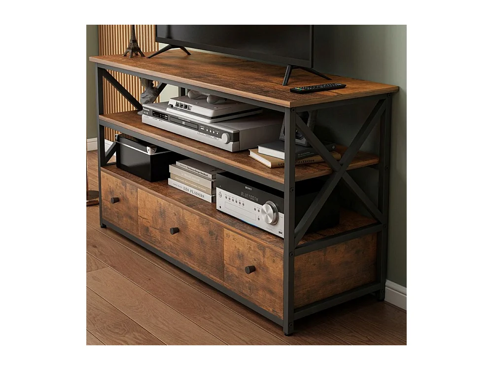 Szafka rtv pod telewizor loft komoda do salonu z półkami szufladami 110 cm