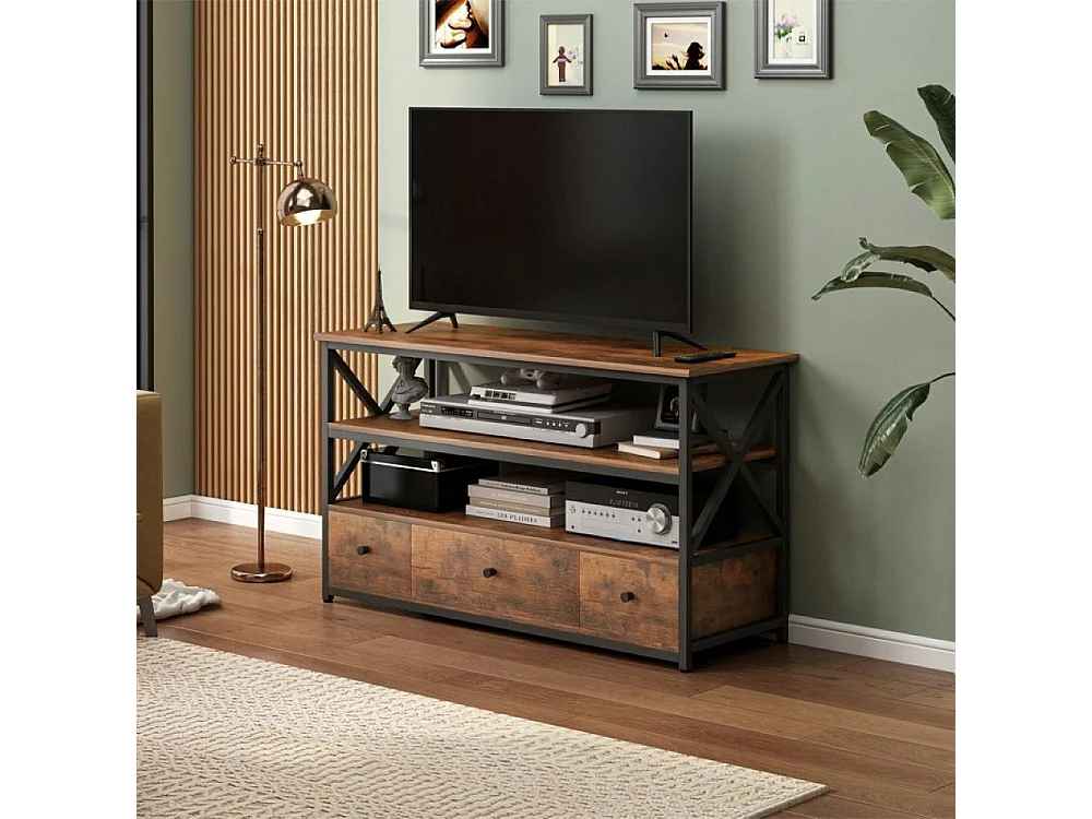 Szafka rtv pod telewizor loft komoda do salonu z półkami szufladami 110 cm