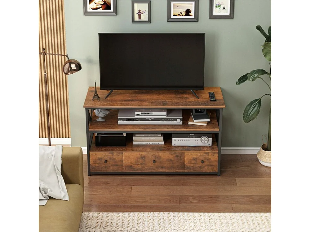 Szafka rtv pod telewizor loft komoda do salonu z półkami szufladami 110 cm