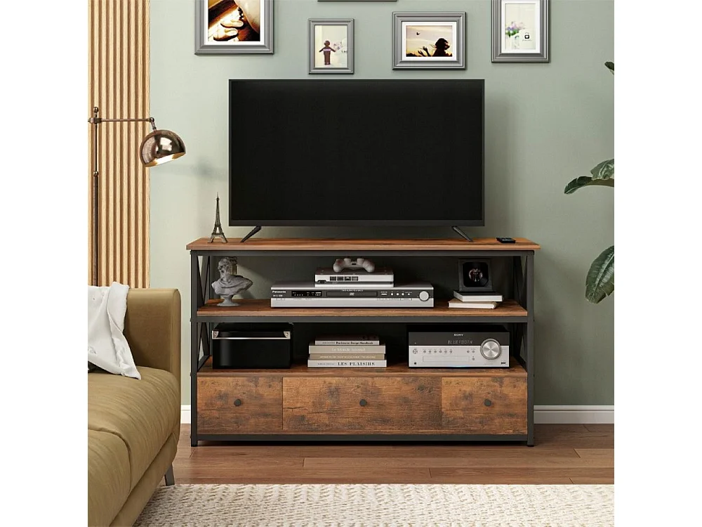 Szafka rtv pod telewizor loft komoda do salonu z półkami szufladami 110 cm