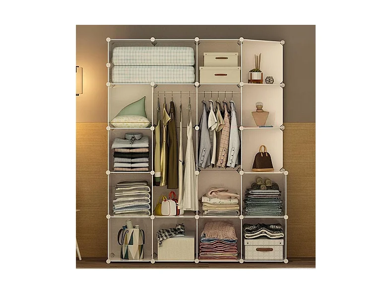 MODULAIRE WITTE KAST KLEDINGKAST KLEDINGHANGER XXL KAST PLANKEN STANG