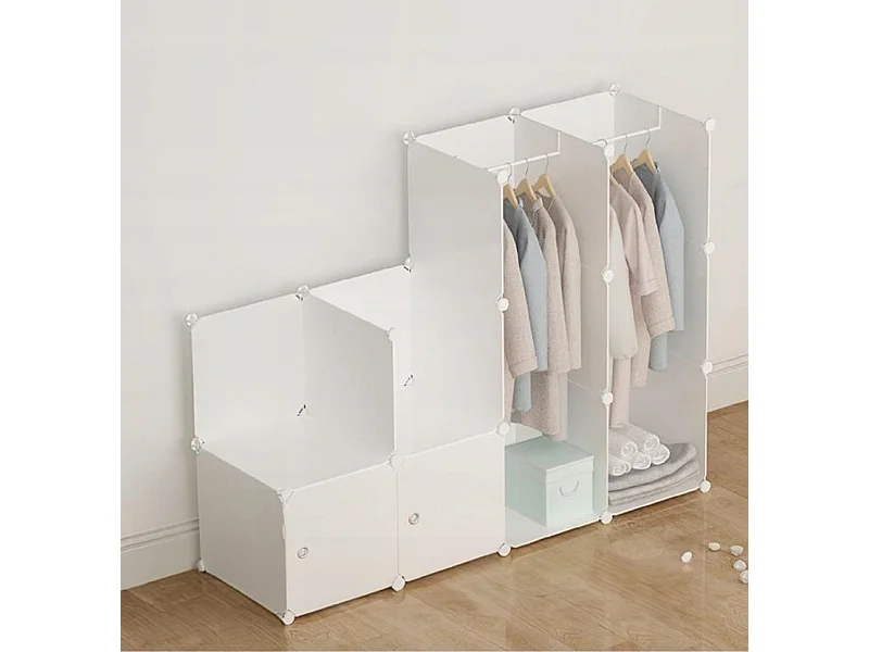 ARMOIRE MODULAIRE BLANCHE PENDRAIL POUR VÊTEMENTS ARMOIRE XXL ÉTAGÈRES TRINGLE