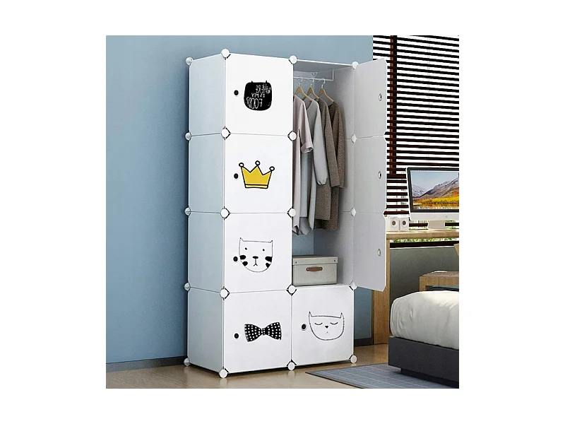 ARMOIRE BLANCHE POUR VÊTEMENTS ÉTAGÈRES ÉTAGÈRE À TOYETS POUR ENFANTS