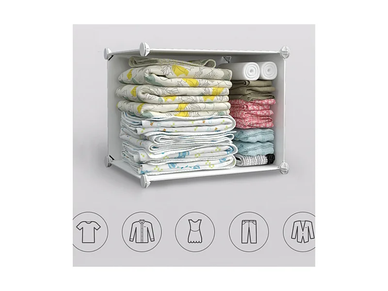 ARMOIRE BLANCHE POUR VÊTEMENTS ÉTAGÈRES ÉTAGÈRE À TOYETS POUR ENFANTS