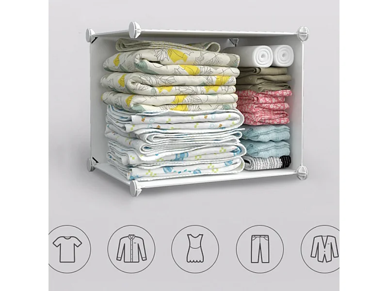 ARMOIRE BLANCHE POUR VÊTEMENTS ÉTAGÈRES ÉTAGÈRE À TOYETS POUR ENFANTS