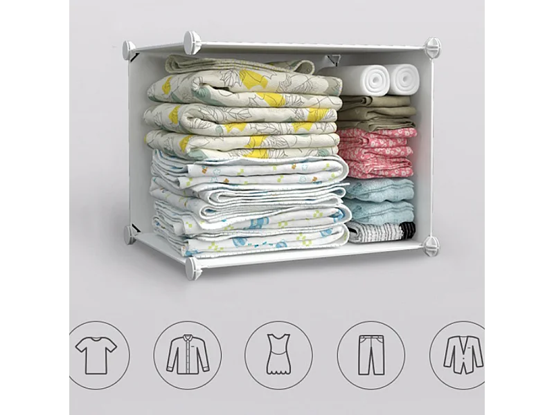 SZAFA GARDEROBA UBRANIOWA BIAŁA PÓŁKI REGAŁ SŁUPEK NA ZABAWKI DZIECIĘCA