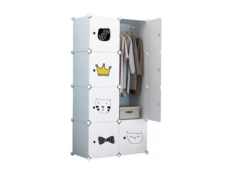 ARMOIRE BLANCHE POUR VÊTEMENTS ÉTAGÈRES ÉTAGÈRE À TOYETS POUR ENFANTS