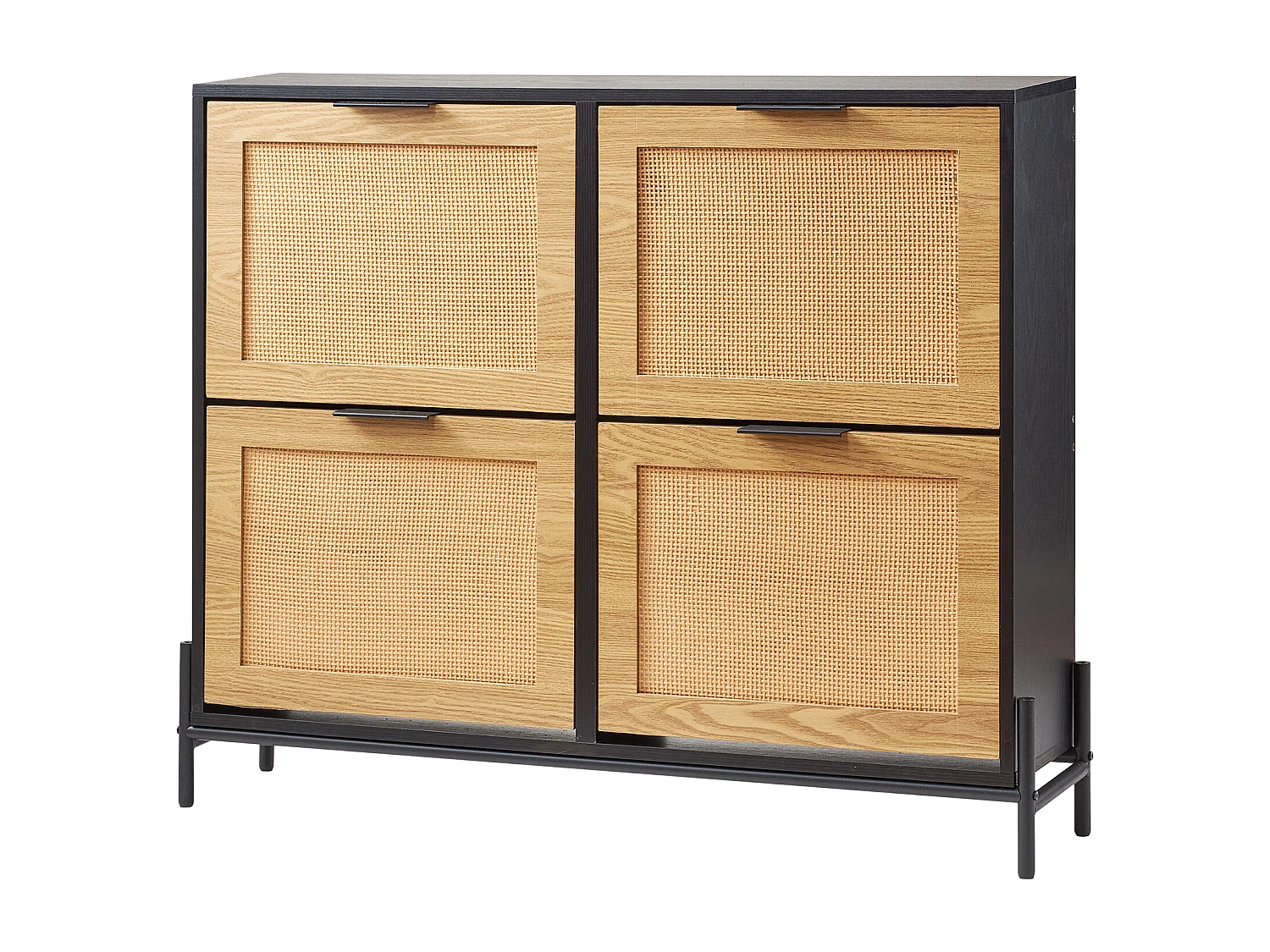 Scarpiera in Rattan SucceBuy, 4 Cassetti Ribaltabili, Colore Legno Chiaro