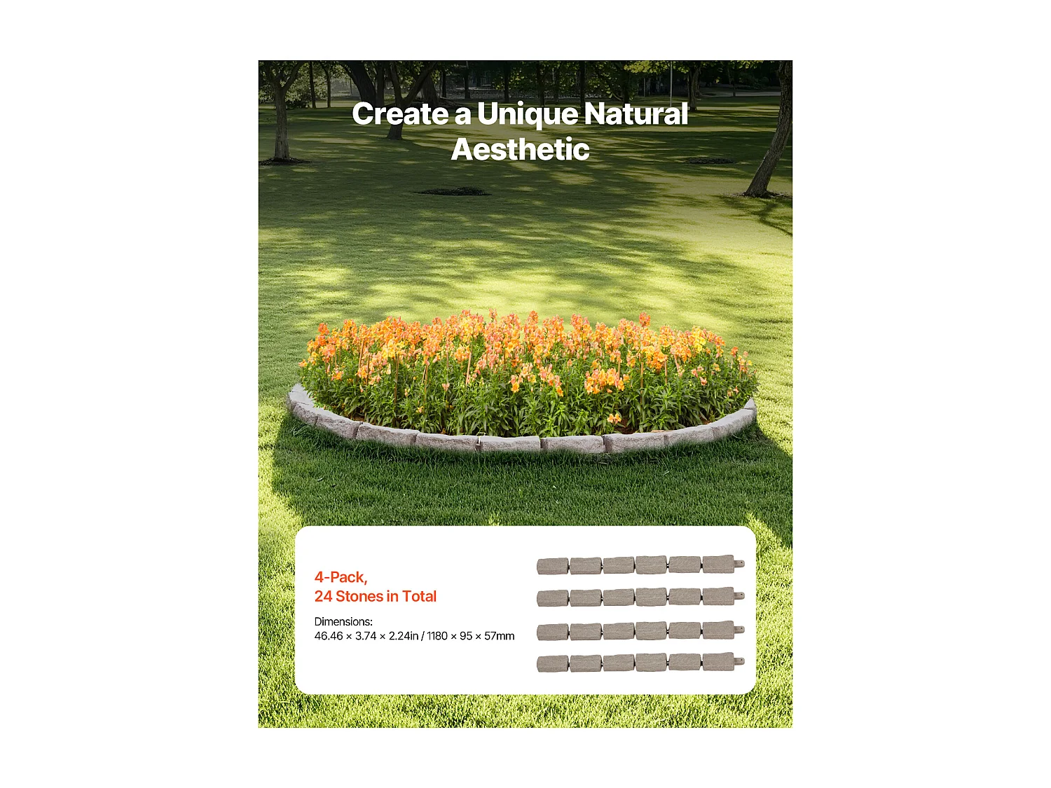 Randen om te Planten SucceBuy Kunstmatige Stenen Tuinrand, 1180 × 95 × 57 mm, Realistische Gazonrand, Modulair Ontwerp, Baksteenformaat, Nettogewicht 6 kg