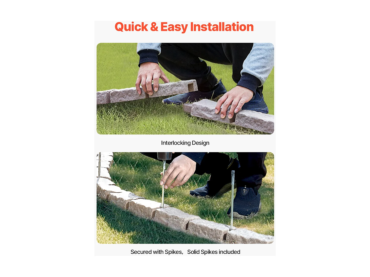 Randen om te Planten SucceBuy Kunstmatige Stenen Tuinrand, 1180 × 95 × 57 mm, Realistische Gazonrand, Modulair Ontwerp, Baksteenformaat, Nettogewicht 6 kg