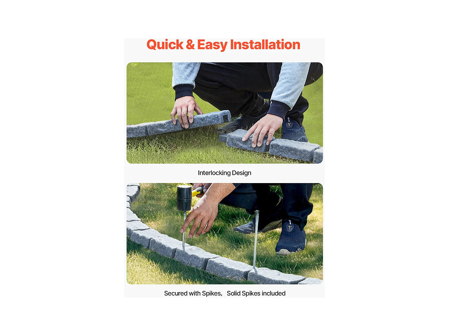 Bordures à Planter SucceBuy Bordure de Jardin Imitation Pierre 1180 x 95 x 57 mm Gris