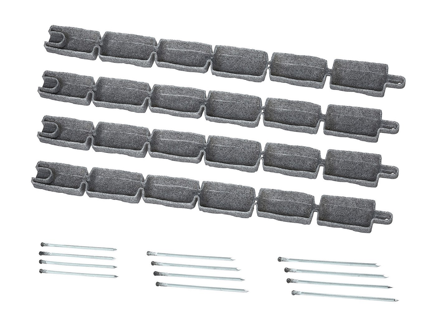 Bordura per giardino, 4 pezzi, nera, 10 m, 15 cm, polietilene