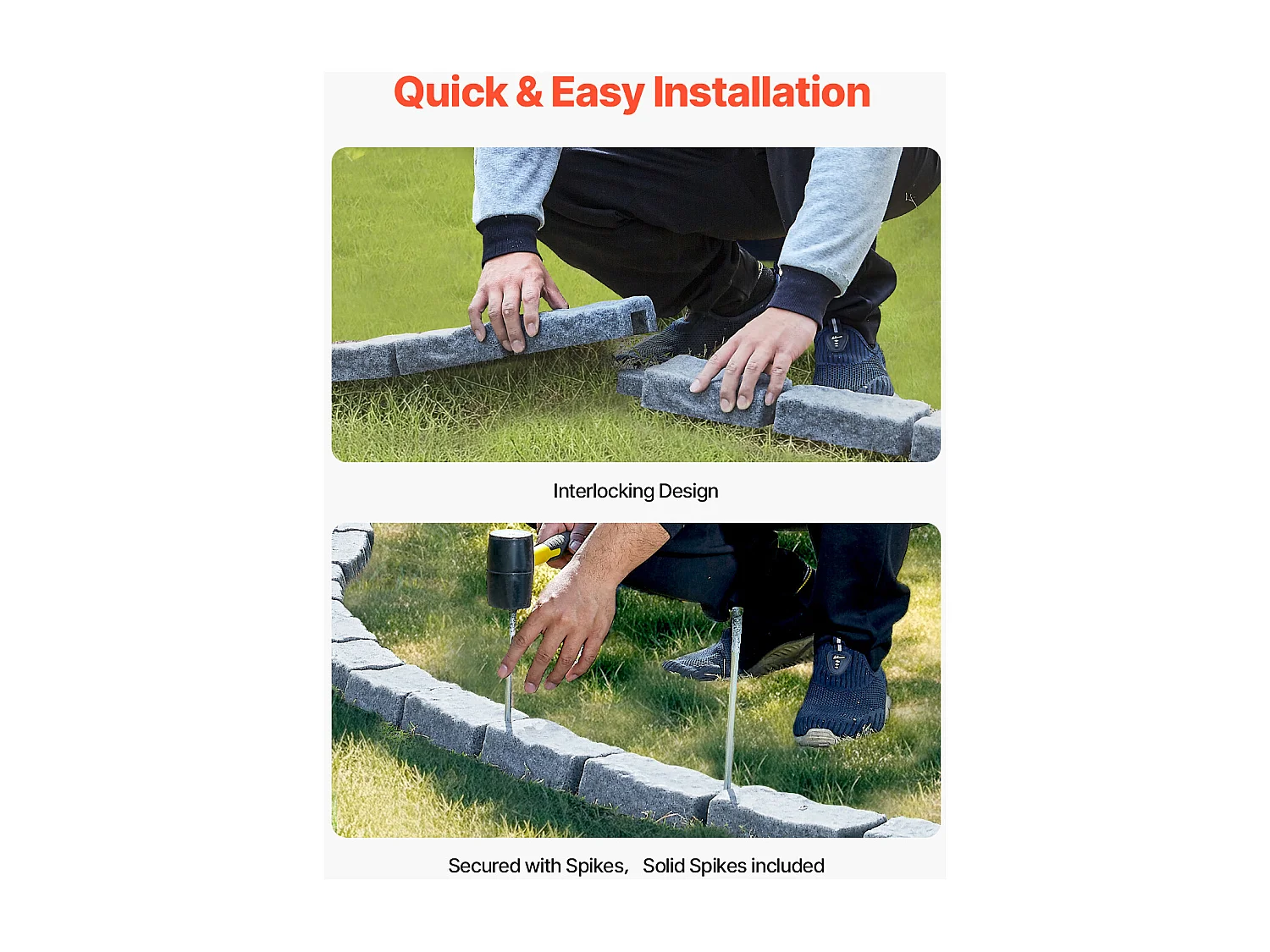 Bordures à Planter SucceBuy Bordure de Jardin Imitation Pierre 1180 x 95 x 57 mm Gris