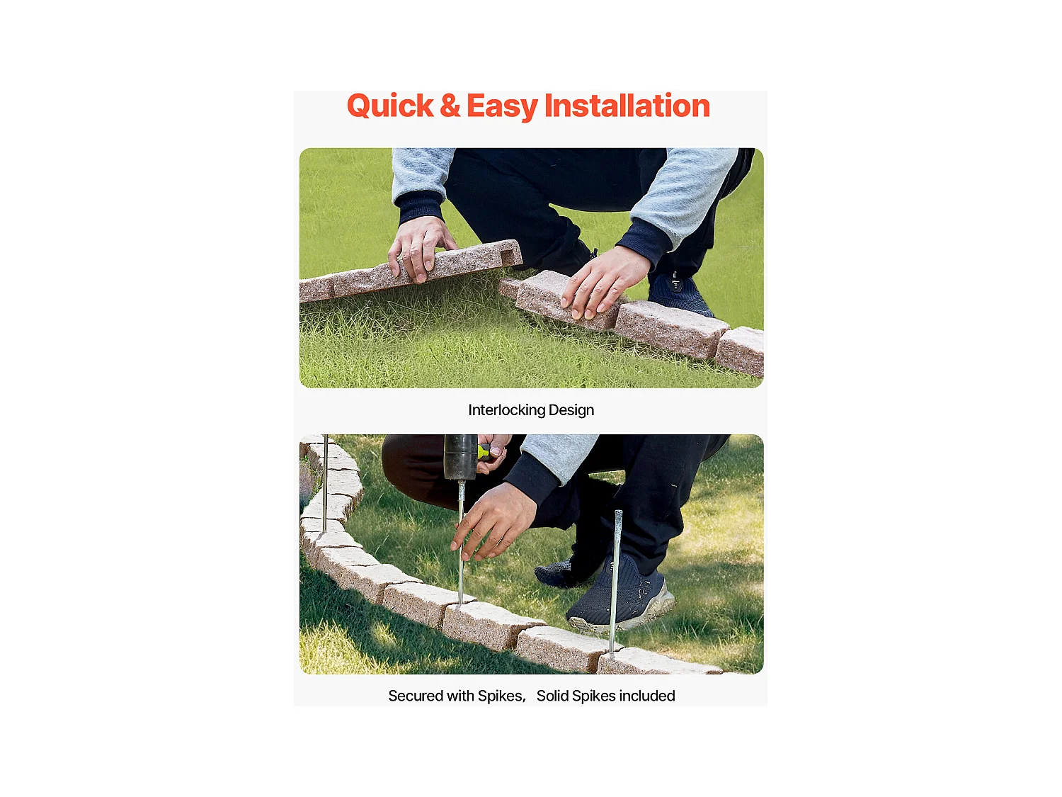 Bordures à Planter SucceBuy Bordure de Jardin Pelouse en Pierre Synthétique 1180 x 95 x 57 mm Marron