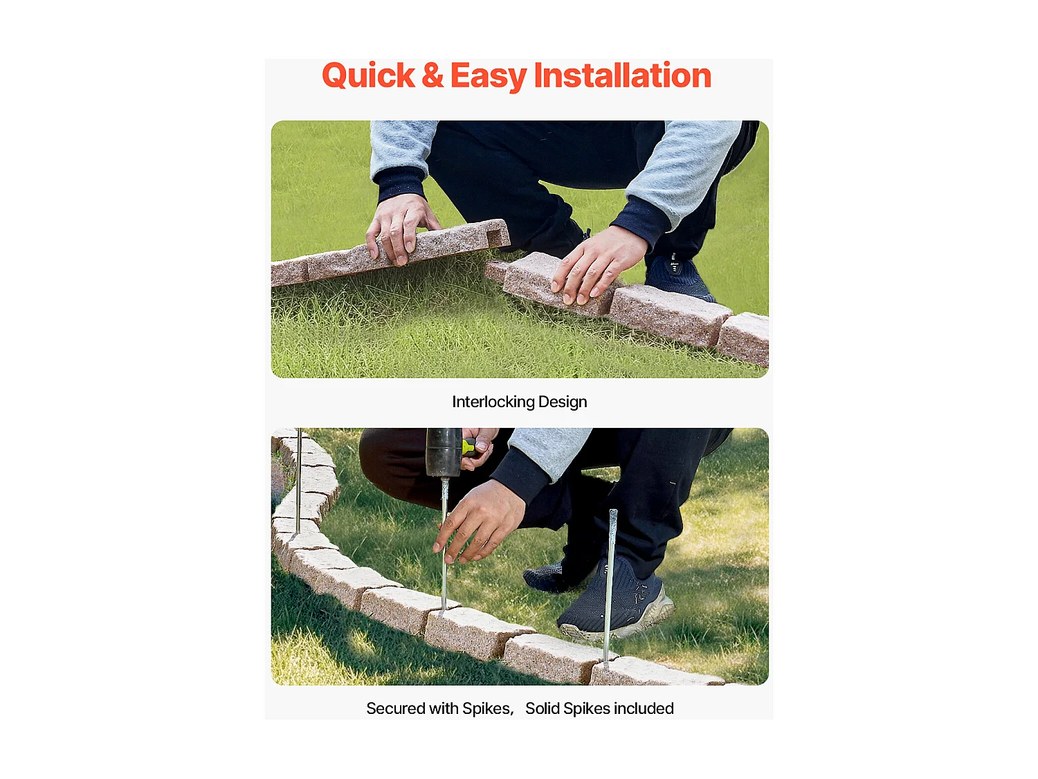 Bordures à Planter SucceBuy Bordure de Jardin Pelouse en Pierre Synthétique 1180 x 95 x 57 mm Marron