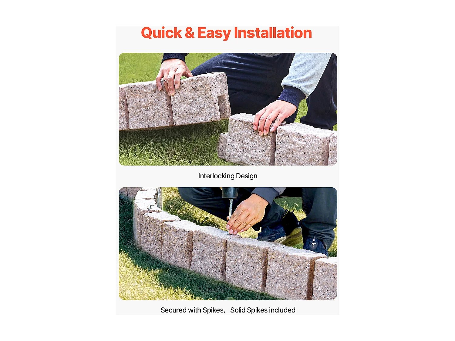 Bordures à Planter SucceBuy Bordure de Jardin en Pierre Synthétique 1190 x 100 x 155 mm