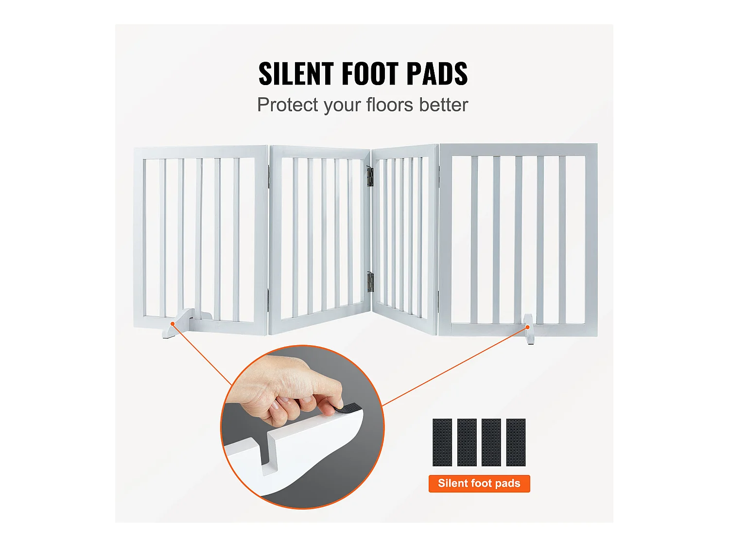 Barrière de Sécurité SucceBuy 61x 204 cm Porte pour Chien Pliable et Autoportante, Barrière pour Animaux de Compagnie, Blanche