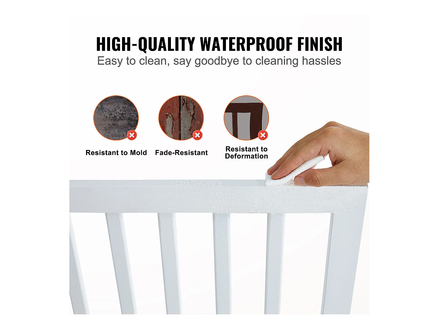 Barrière de Sécurité SucceBuy 61x 204 cm Porte pour Chien Pliable et Autoportante, Barrière pour Animaux de Compagnie, Blanche