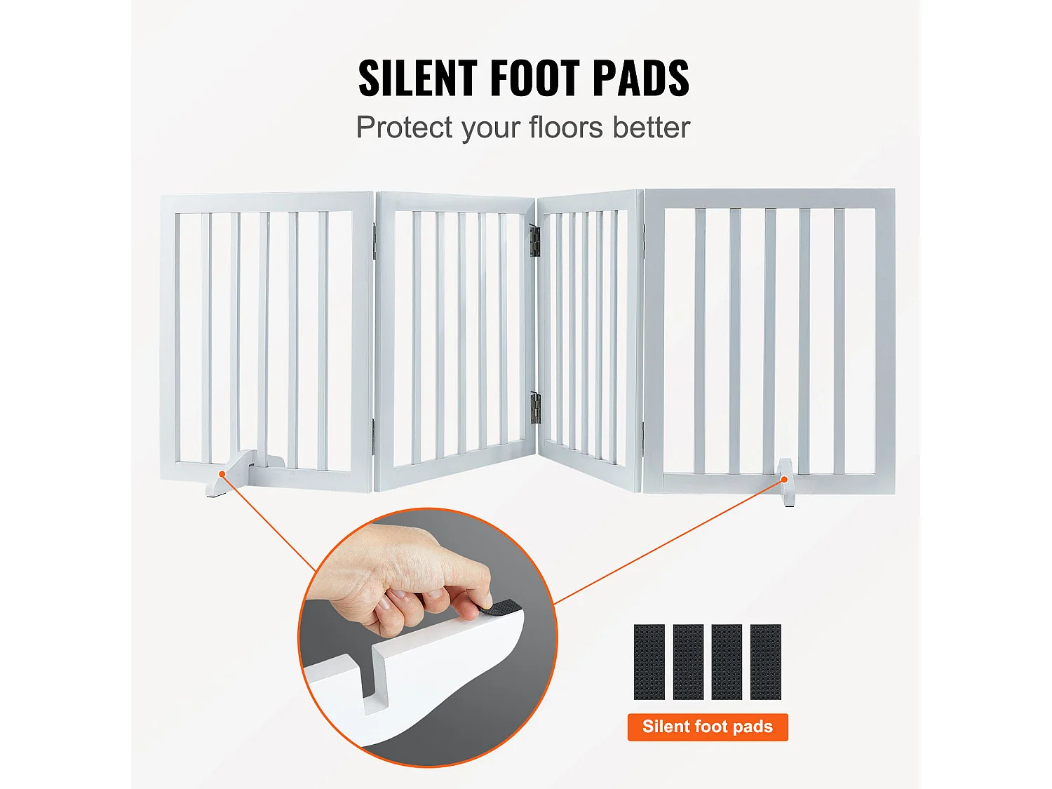 Barrière de Sécurité SucceBuy 61x 204 cm Porte pour Chien Pliable et Autoportante, Barrière pour Animaux de Compagnie, Blanche