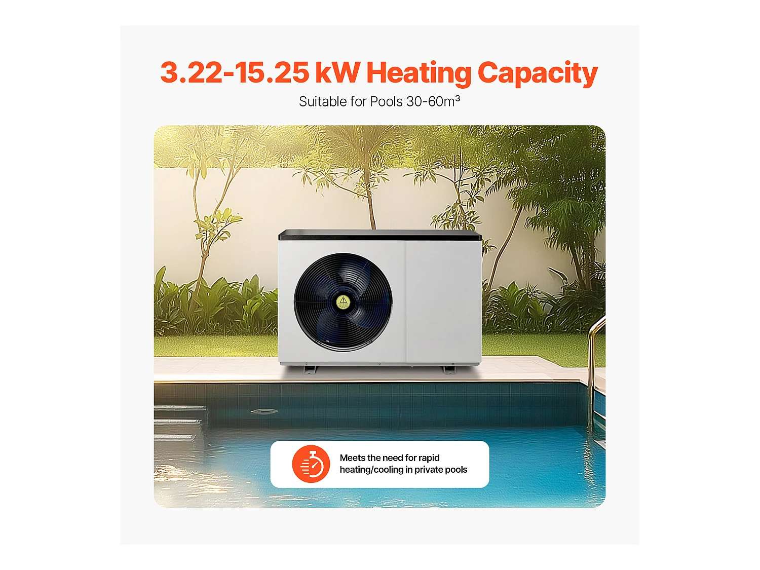 Pompe à Chaleur Électrique pour Piscine SucceBuy Économie d'Énergie Fréquence Variable 3,22 - 15,25 kW