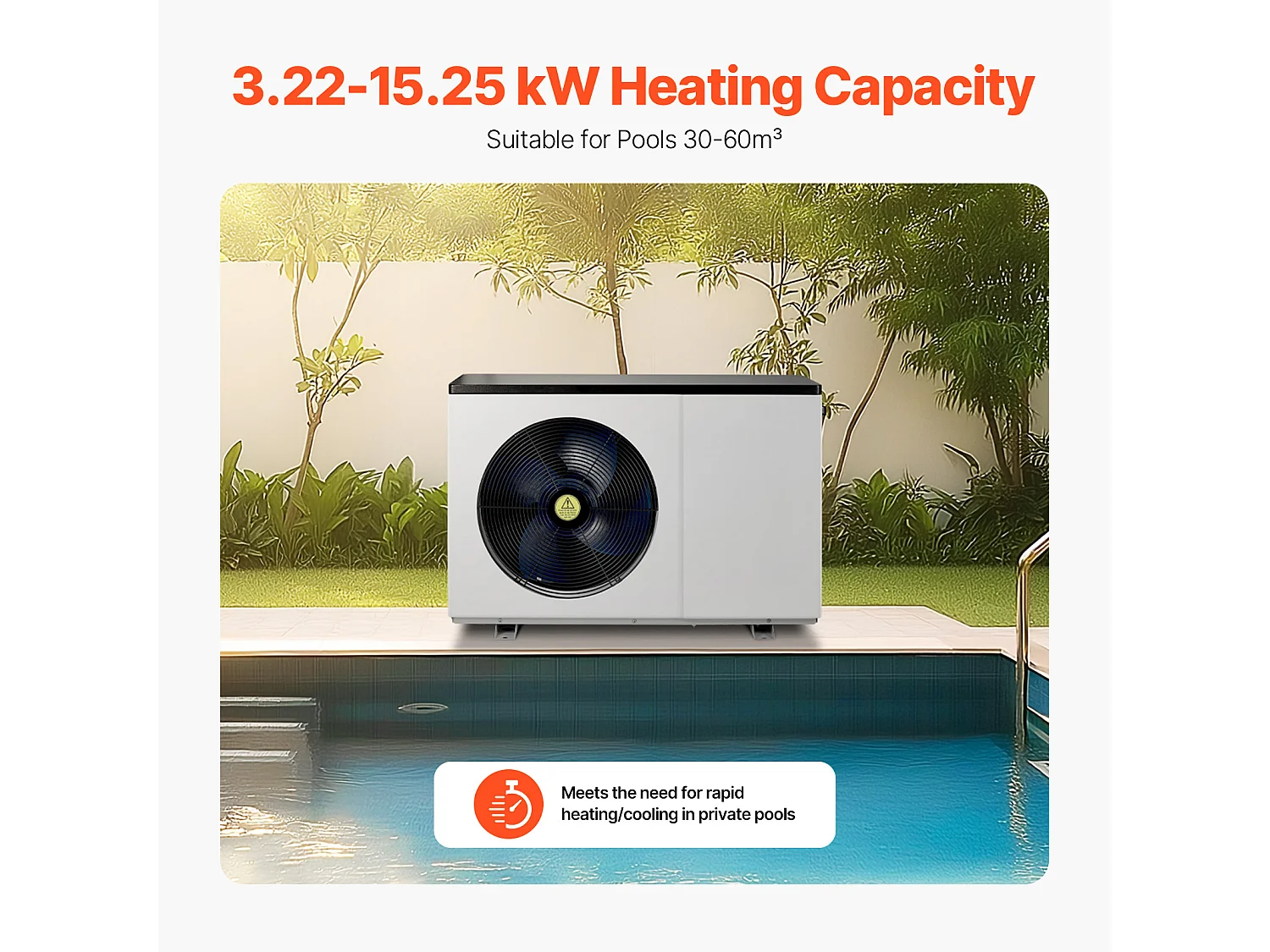 Pompe à Chaleur Électrique pour Piscine SucceBuy Économie d'Énergie Fréquence Variable 3,22 - 15,25 kW