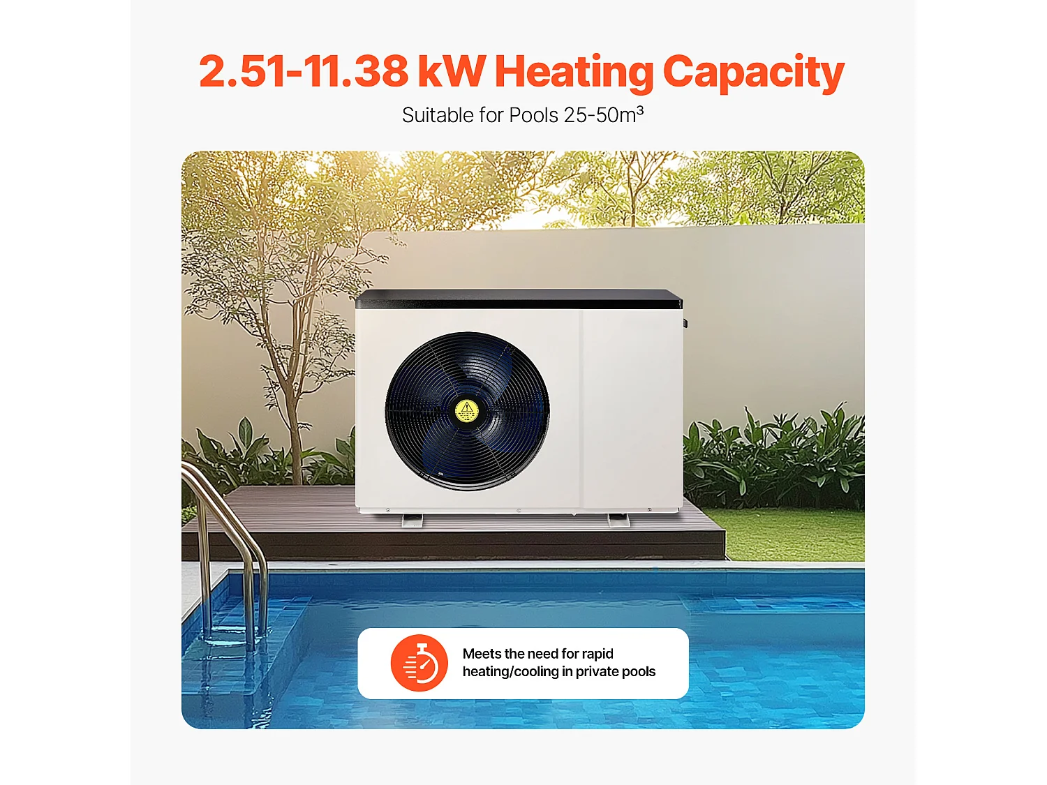 Bomba de Calor Eléctrica para Piscina SucceBuy 2,51 - 11,38 kW con Frecuencia Variable y Ahorro de Energía