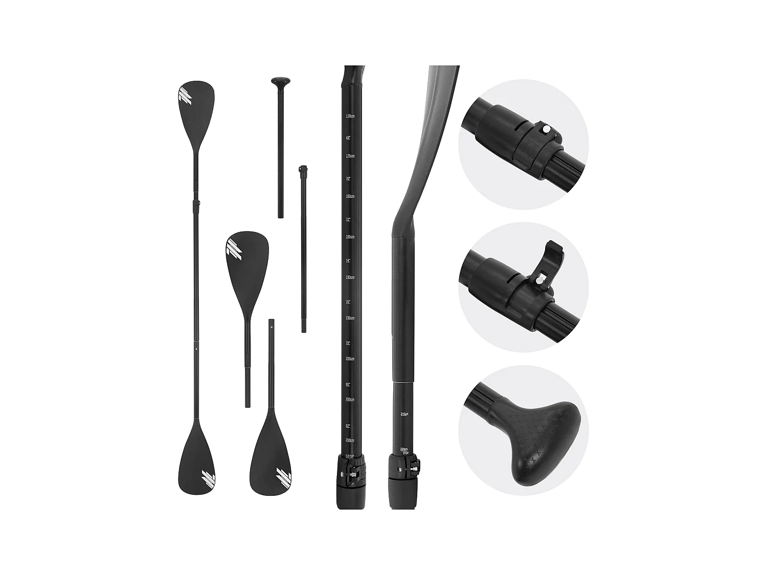 ECD Germany Pagaia 2 in 1 per canoa in 4 pezzi paletta telescopica in alluminio per SUP remo doppio regolabile in lunghezza accessori per stand up