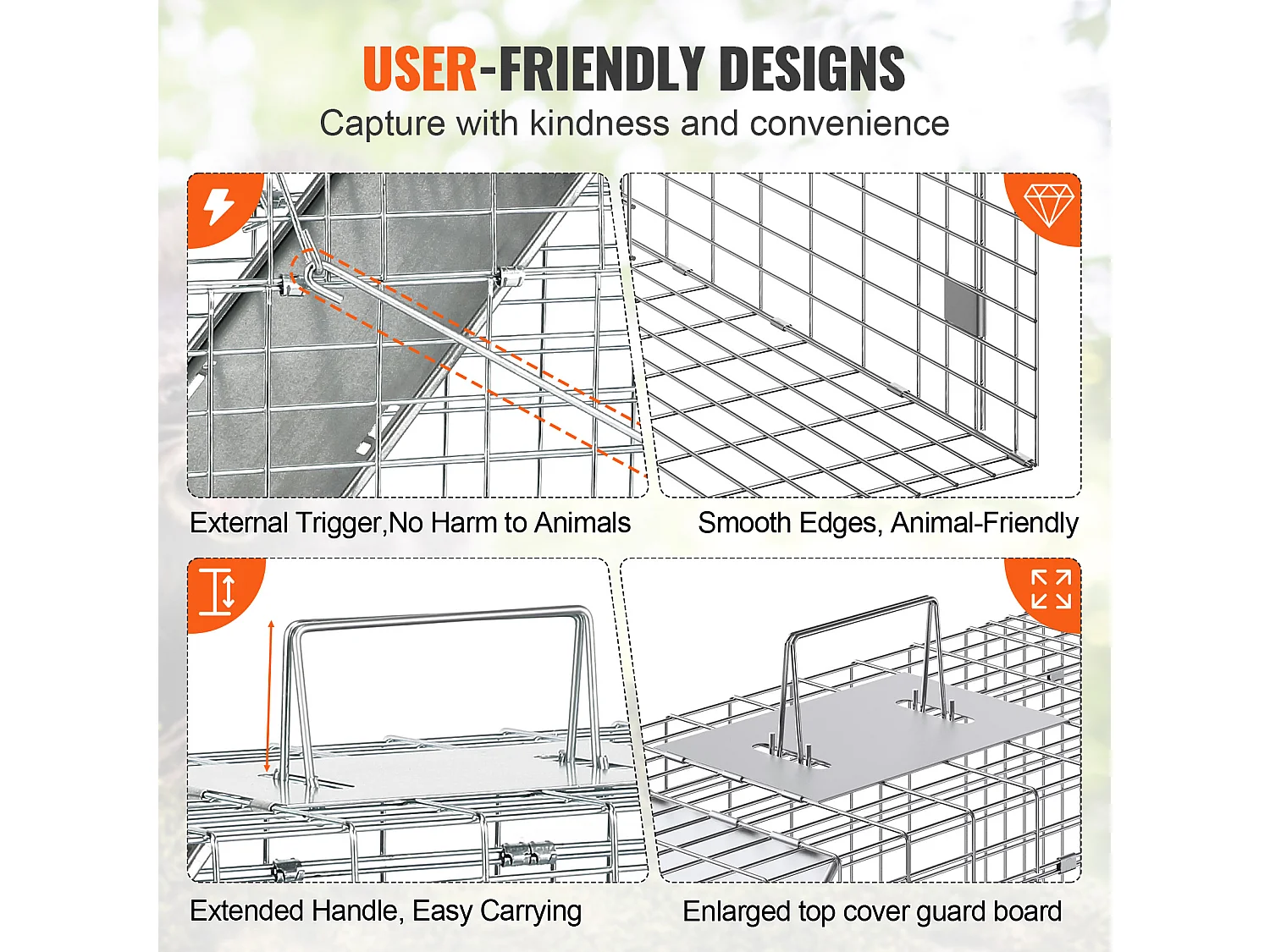 Piège à Cage pour Animaux Vivants SucceBuy 785 × 254 × 305 mm pour Chats, écureuils et Souris