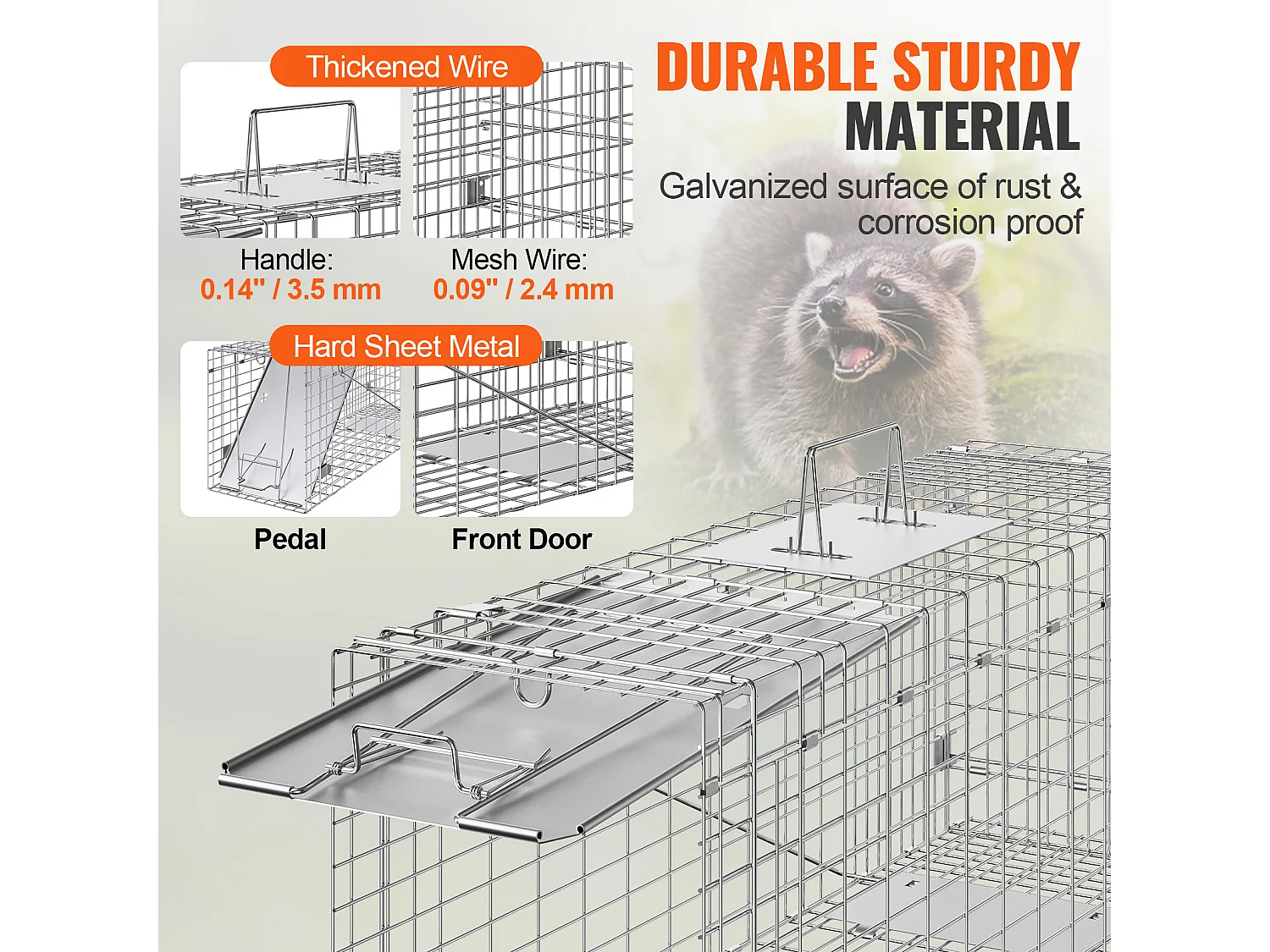 Piège à Cage pour Animaux Vivants SucceBuy 785 × 254 × 305 mm pour Chats, écureuils et Souris