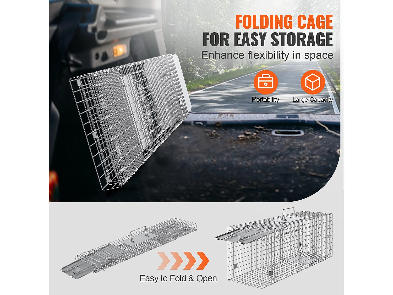 Piège à Cage pour Animaux Vivants SucceBuy 785 × 254 × 305 mm pour Chats, écureuils et Souris