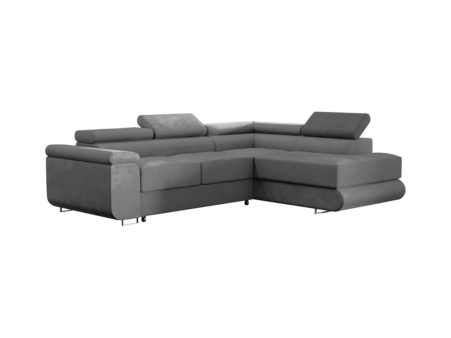 ECKSOFA Velours Ostvik L 6 Sitzer Rechts, Monolith 85 – Grau