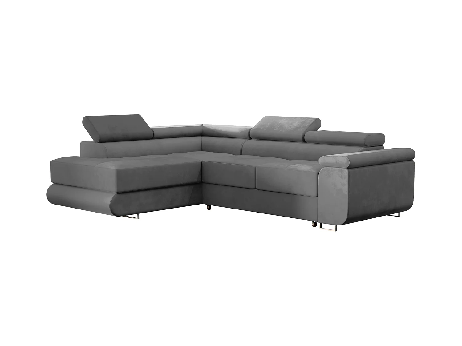 ECKSOFA Velours Ostvik L 6 Sitzer Links, Monolith 85 – Grau