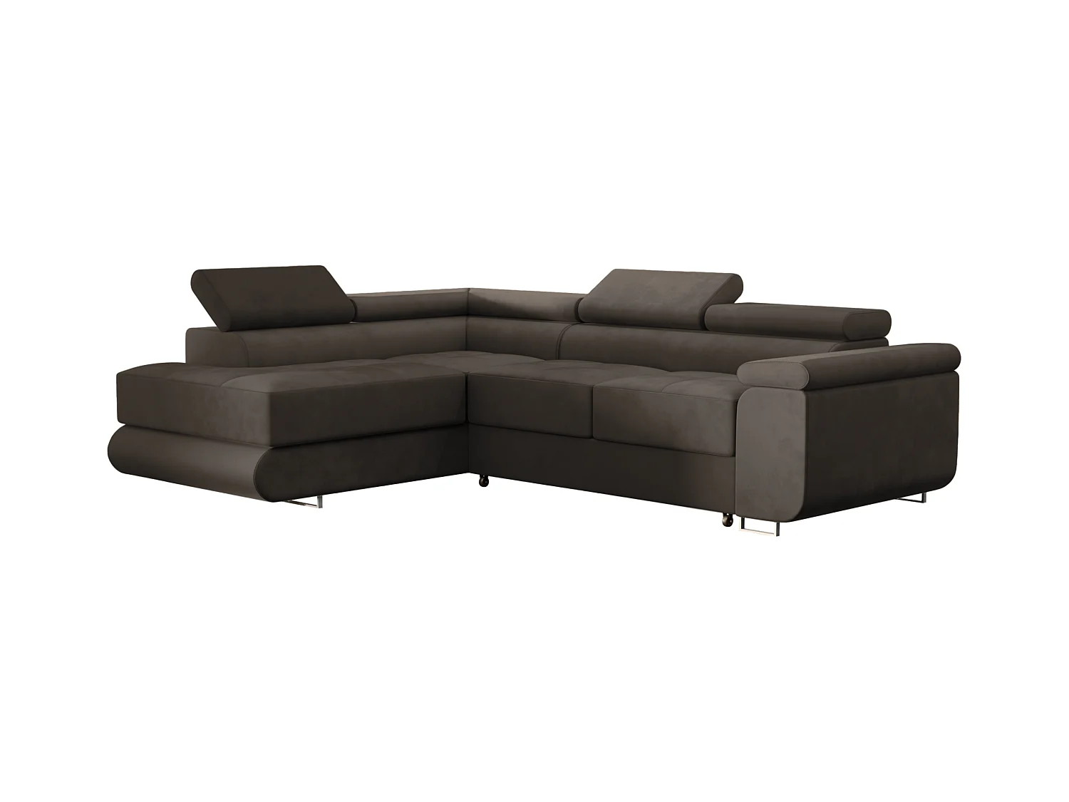 ECKSOFA Velours Ostvik L 6 Sitzer Links, Monolith 20 – Graubraun
