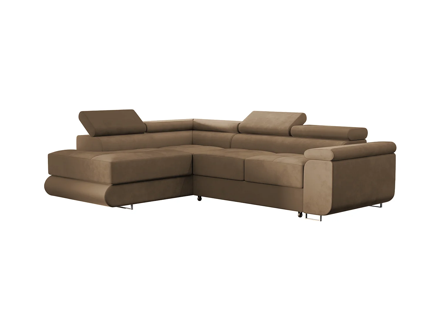 ECKSOFA Velours Ostvik L 6 Sitzer Links, Monolith 09 – Hellbraun