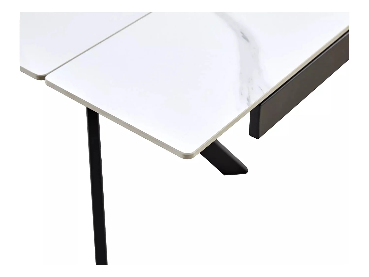 Table à manger Imperia (90x160-220)/Extensible/Céramique et métal/Blanc&Noir