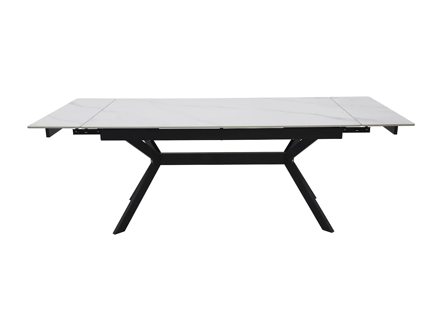 Table à manger Imperia (90x160-220)/Extensible/Céramique et métal/Blanc&Noir