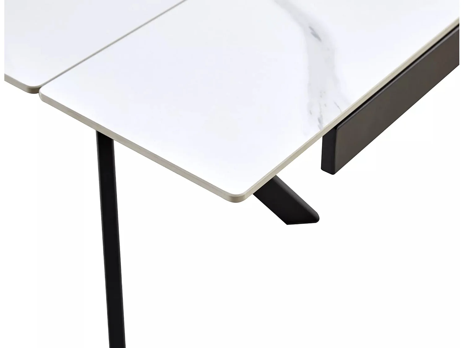 Table à manger Imperia (90x180-240)/Extensible/Céramique et métal/Noir et blanc
