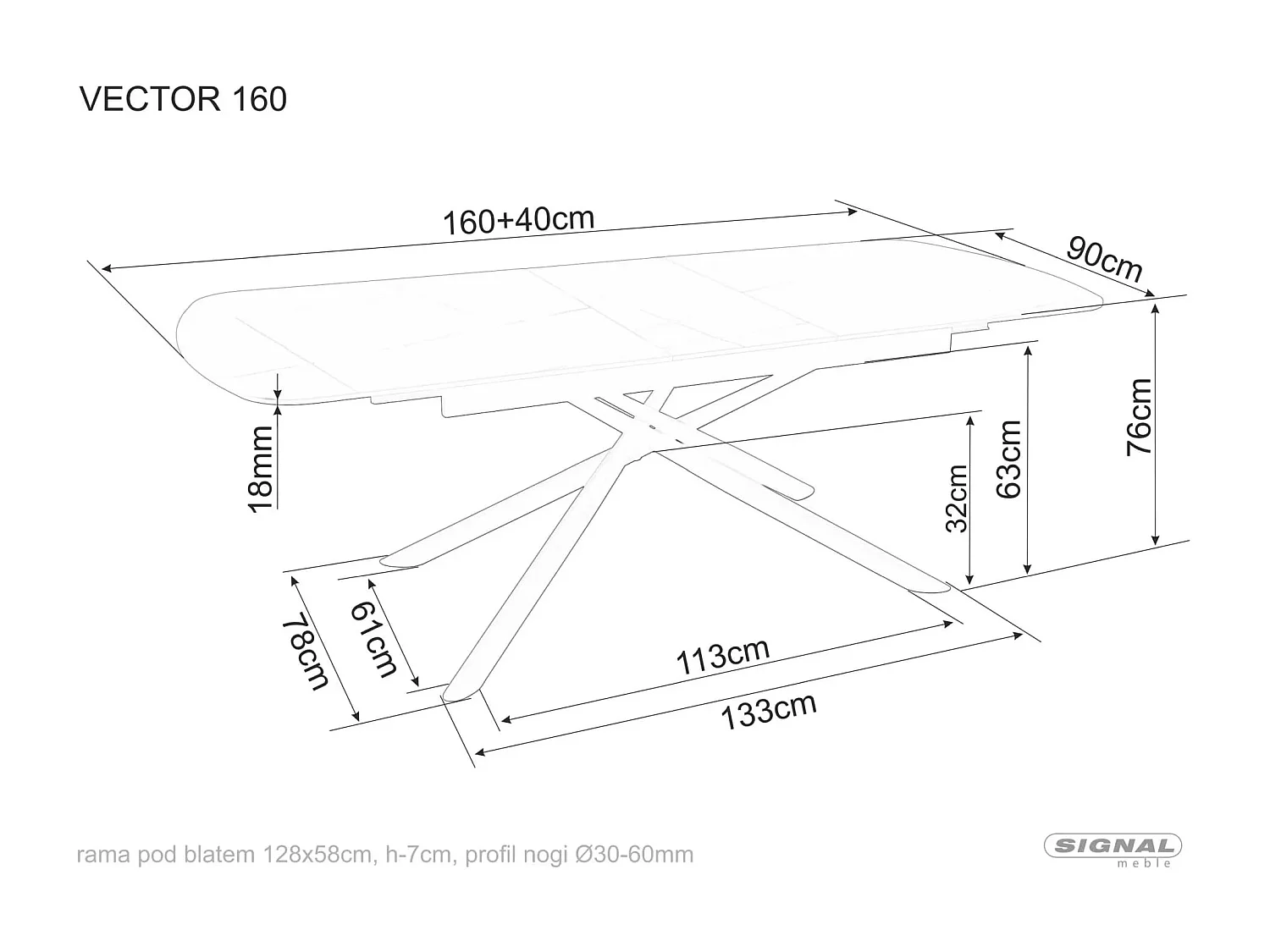 Table à manger Vector (90x160-200)/Extensible/Céramique/Noir