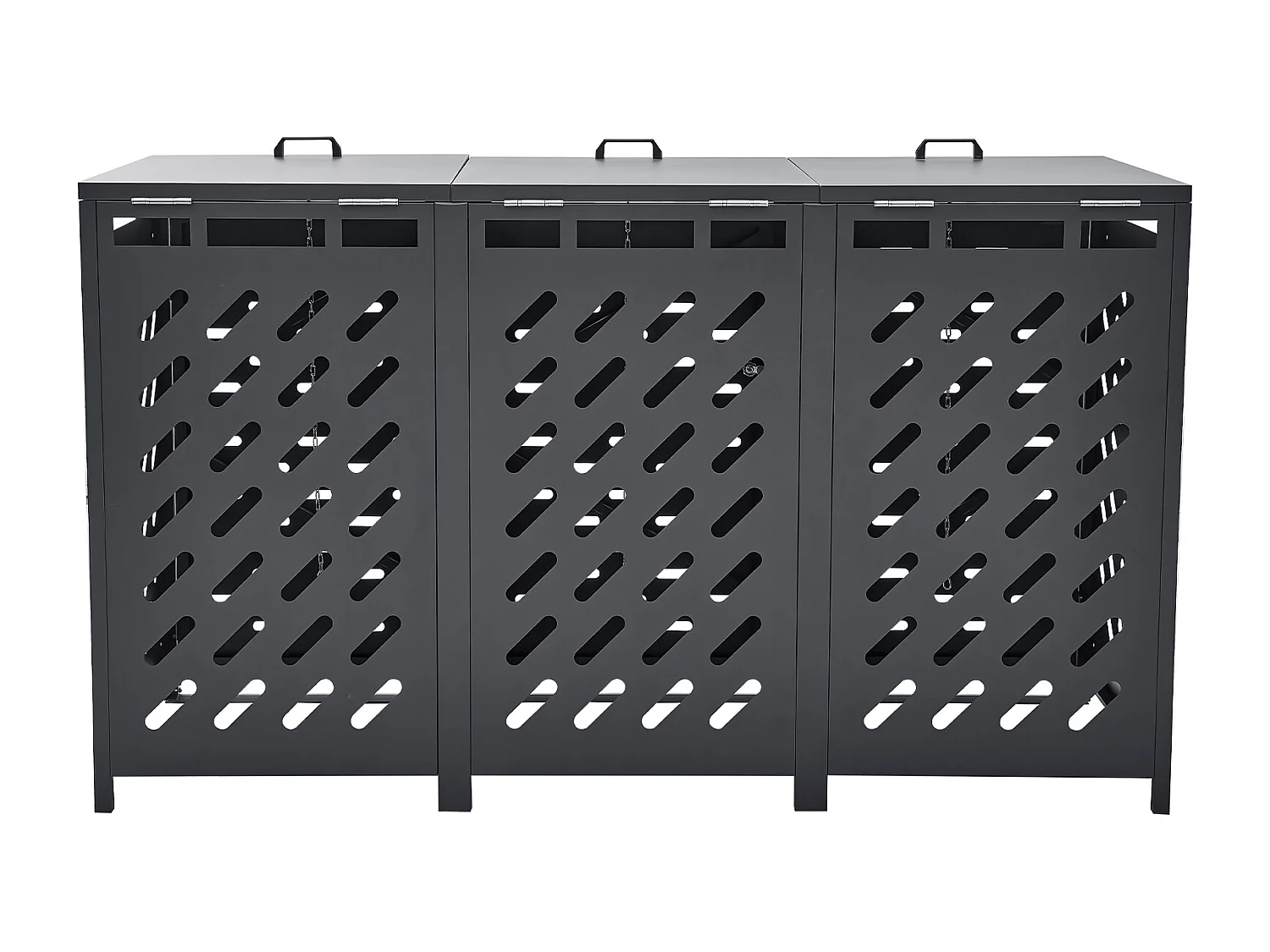 Cache poubelle, Abri de Rangement pour Poubelles SucceBuy, 3 x 240 L, avec Couvercle à Chaîne