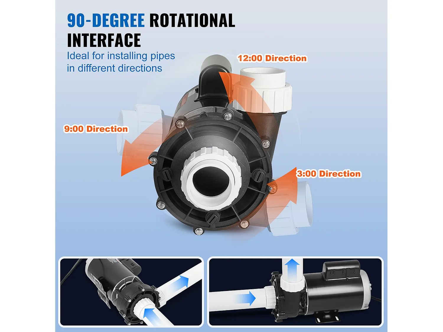 Pompe de Spa SucceBuy à 2 Vitesses 56 Cadres Pompe de Spa 1900 W 43 m³/h ou 450 W 21,5 m³/h