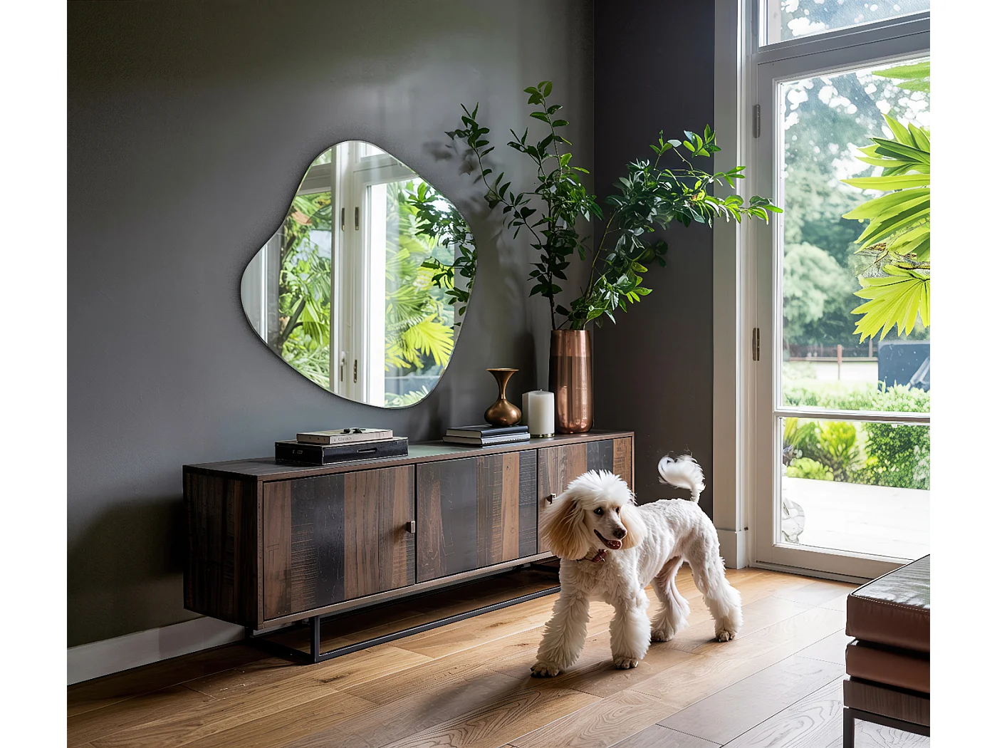 Unregelmäßiger dekorativer Spiegel - 77x76,6 - Tulup - Ein Spiegel in Form eines Flecks