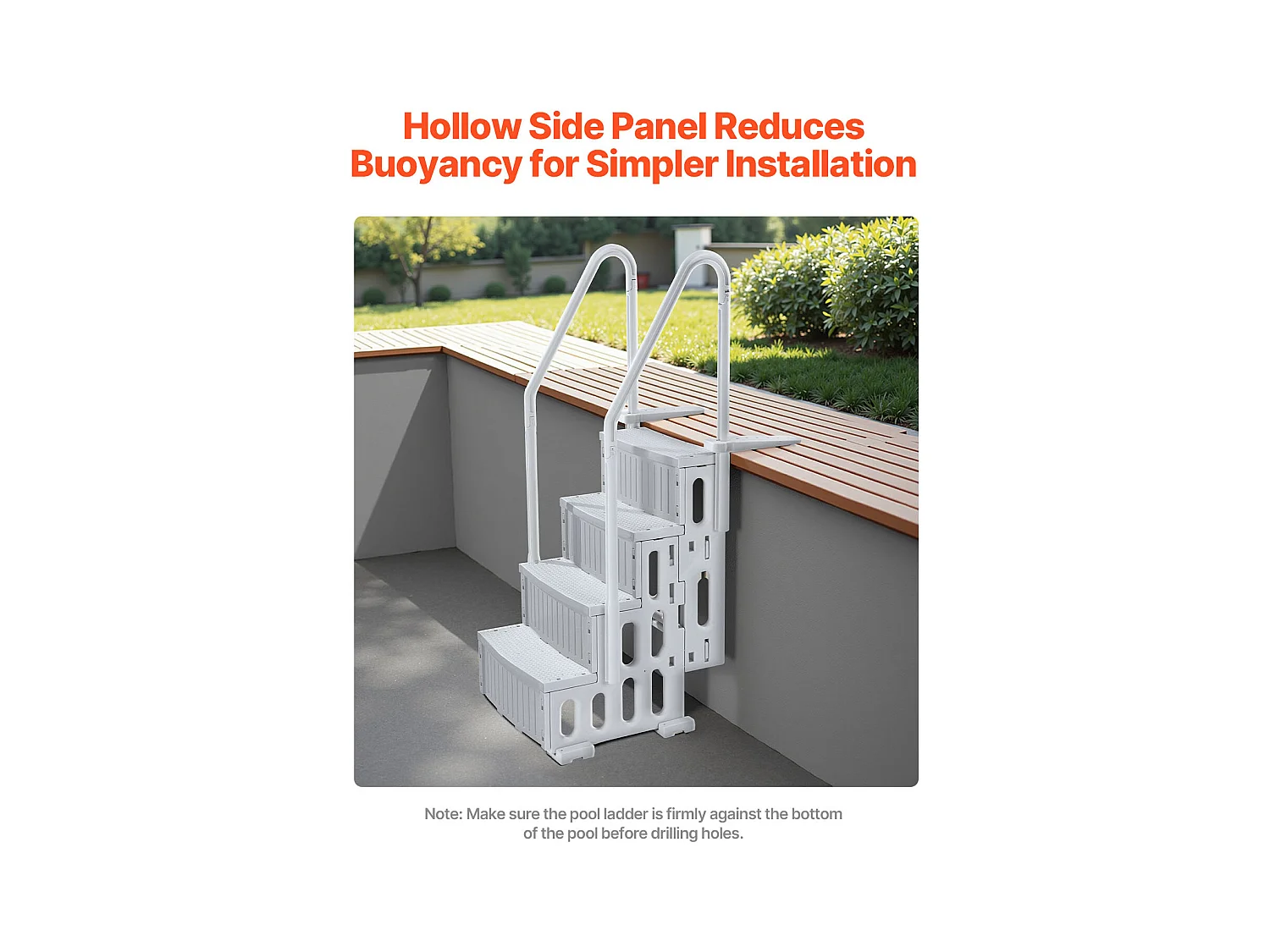 Échelle de Piscine SucceBuy à 4 Marches, Grise, 2 Rampes, Capacité de 181.4kg pour Piscine de 122-137 cm